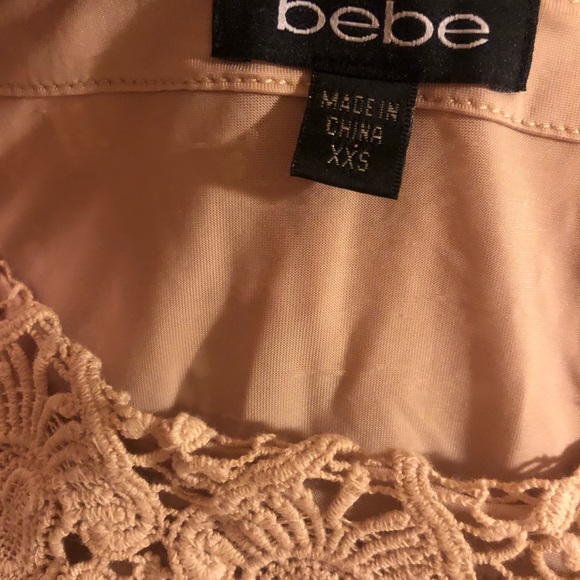 Crochet Scalloped Bebe Tan Dress - Picture 2 of 4